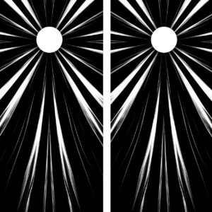 Black and White Solar Rays Cornhole Set - Design 17