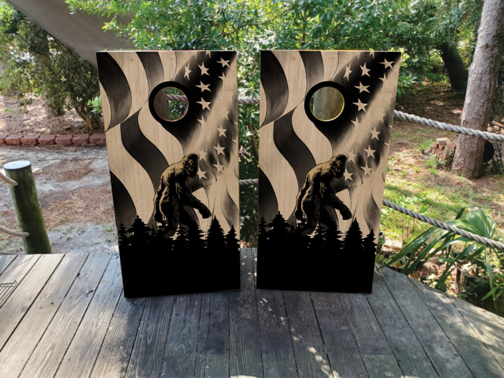 Big Foot & Police Thin Red Line Flag Cornhole Set