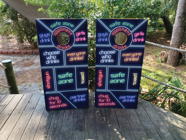 Neon Drinking Game Cornhole Set