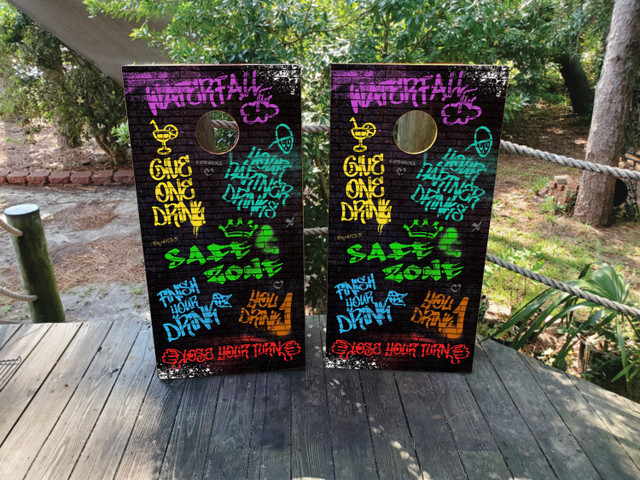 Graffiti Drinking Game Cornhole Set
