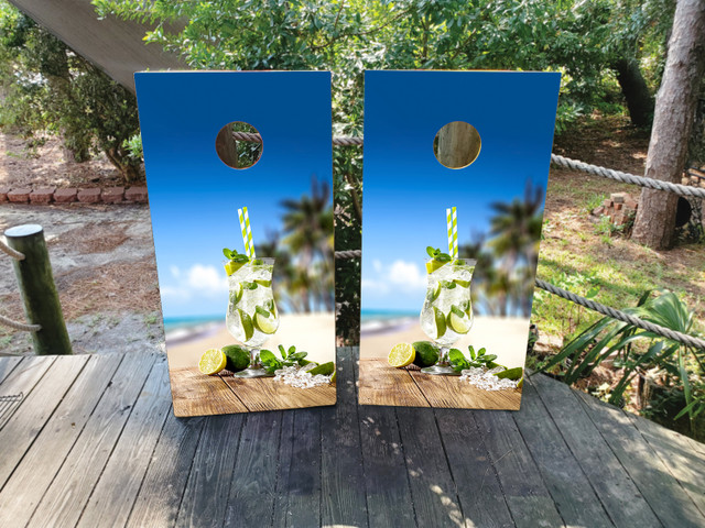 Mojitos on the Beach Cornhole Set