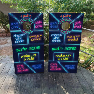 Neon Drinking Game Cornhole Set - Design 2