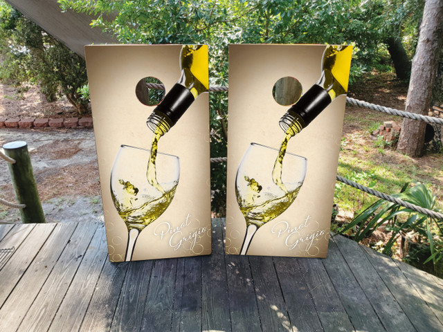 White Wine Themed Cornhole Set