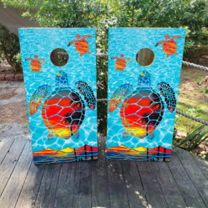 Beach Turtle USA Flag Cornhole Set