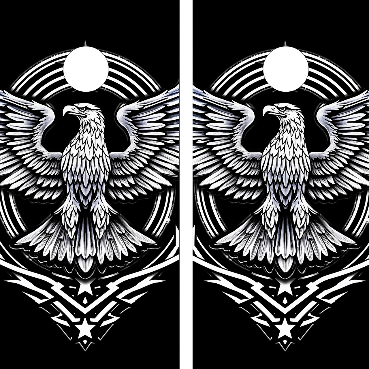 Silver Bald Eagle Cornhole Set - Design 1