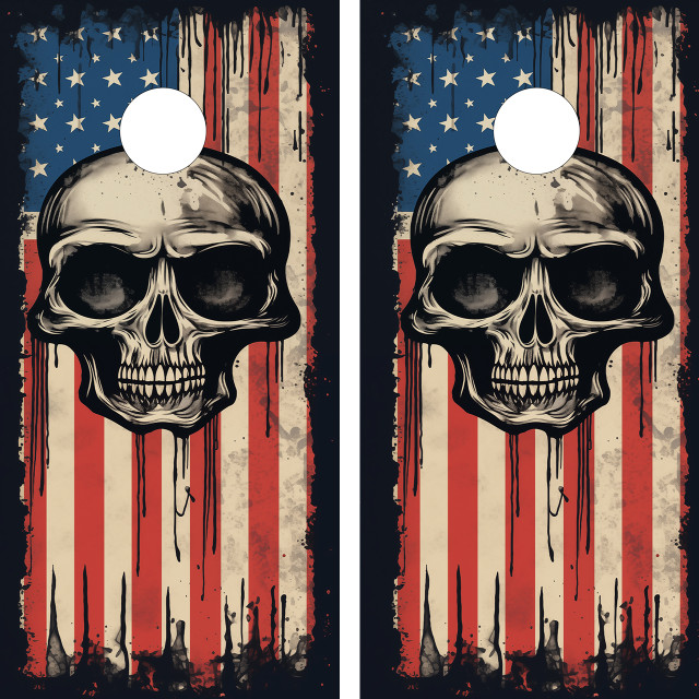 Skull (USA Flag) Cornhole Set - Design 1