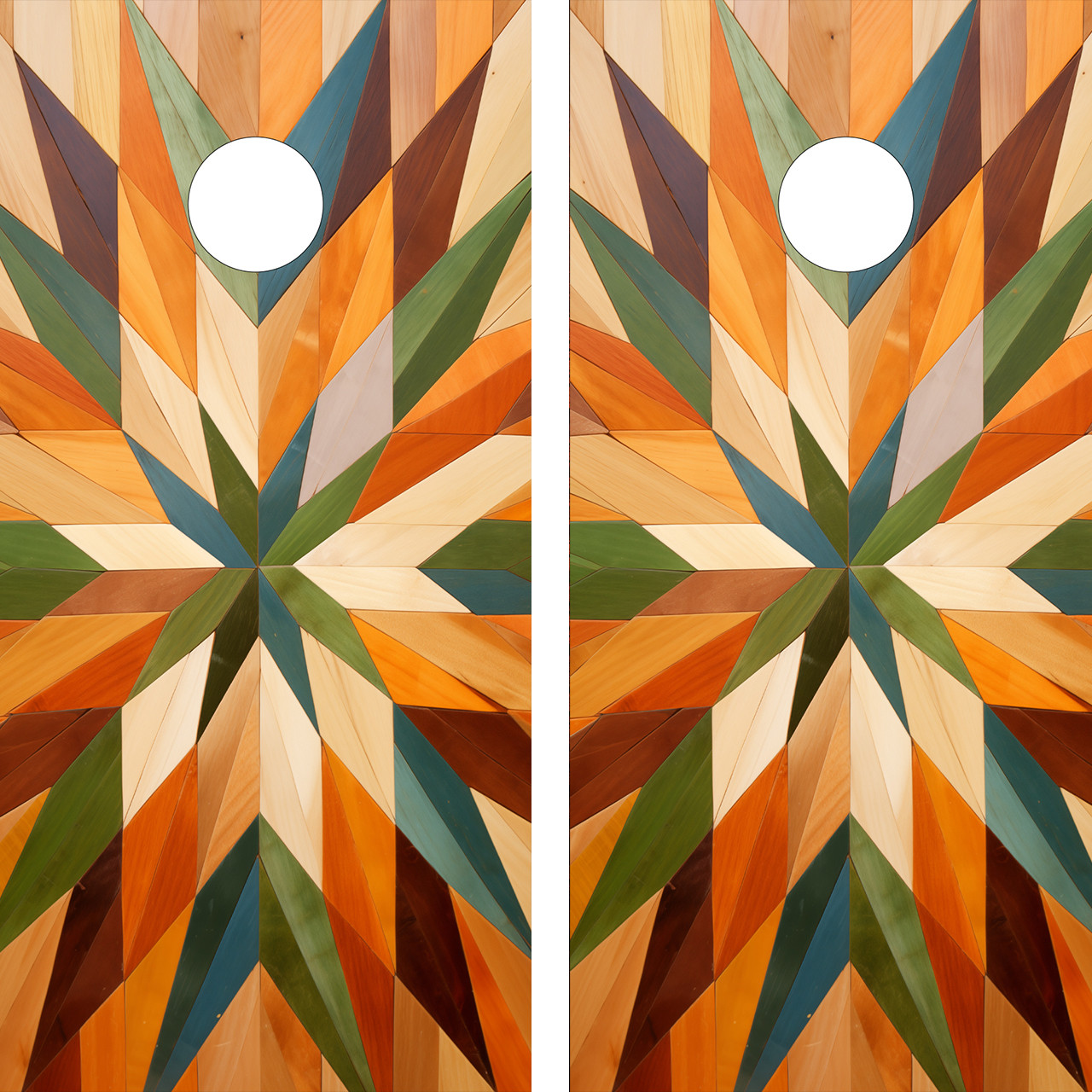 Colorful Light Wood Grain Cornhole Set - Design 22