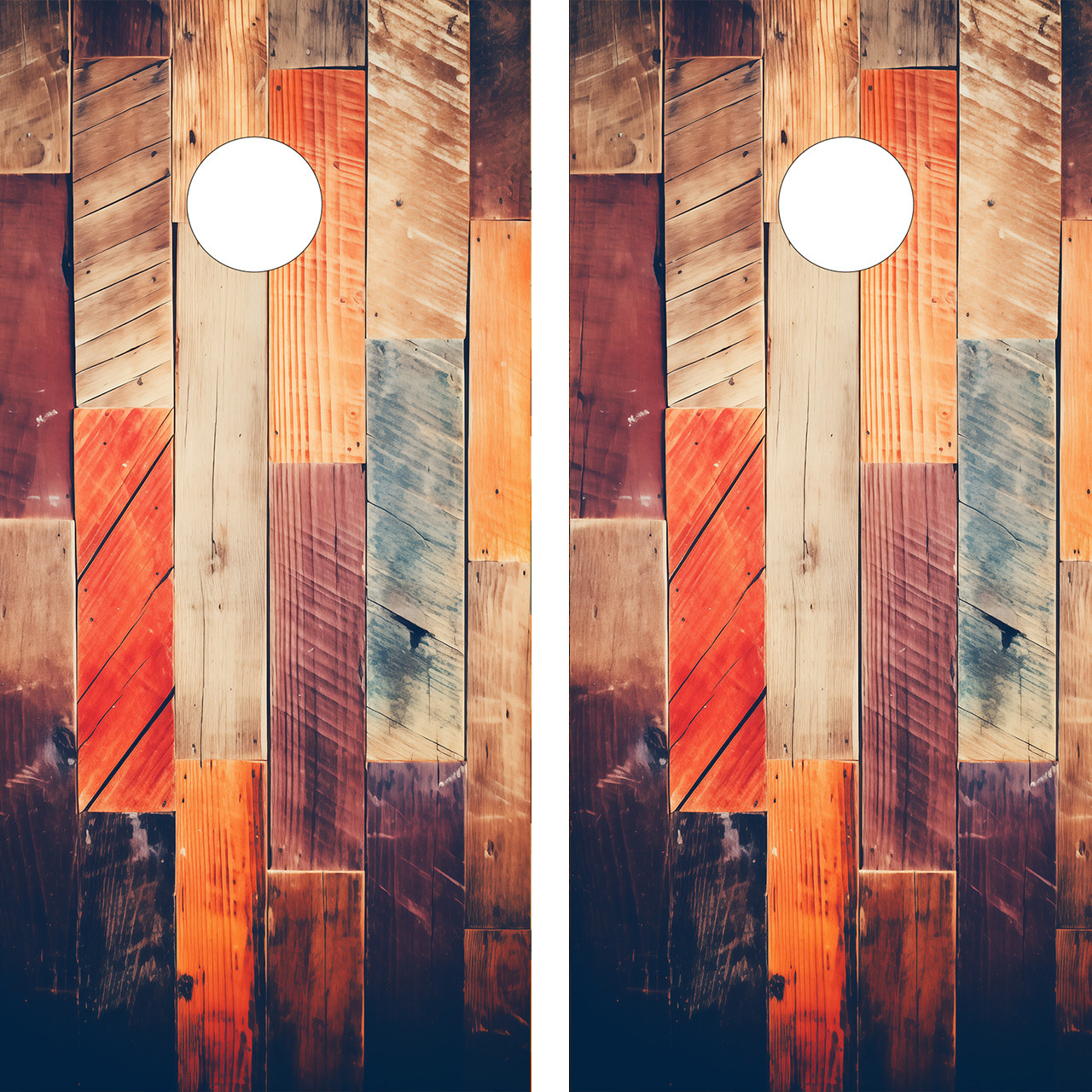 Colorful Light Wood Grain (Rustic) Cornhole Set - Design 23