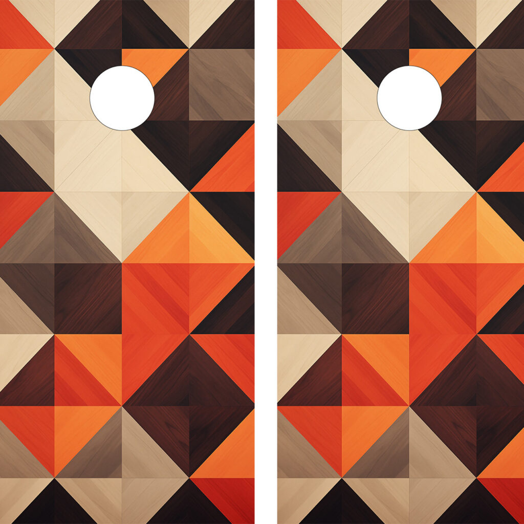 Checkered Wood Grain Cornhole Set - Design 1