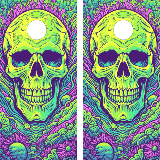 Colored Skull Cornhole Set - Design 3