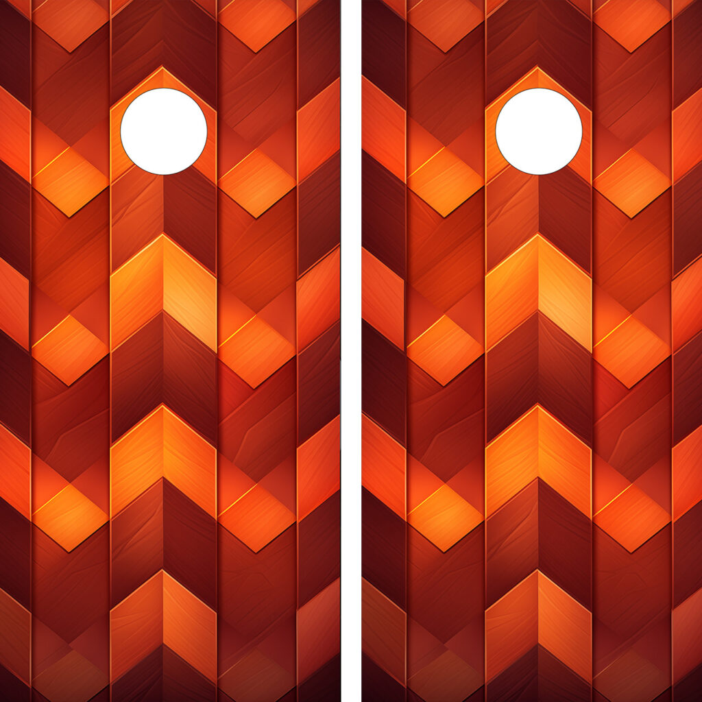Checkered Wood Grain Cornhole Set - Design 2