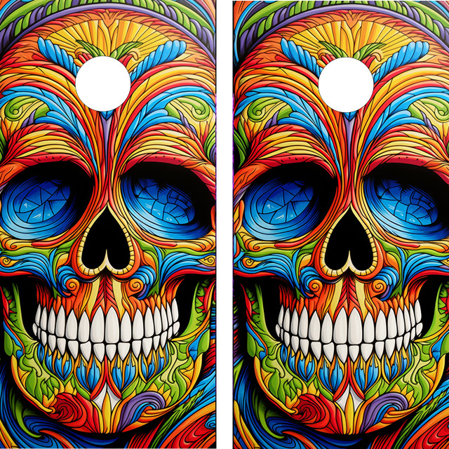 Colored Skull Cornhole Set - Design 9