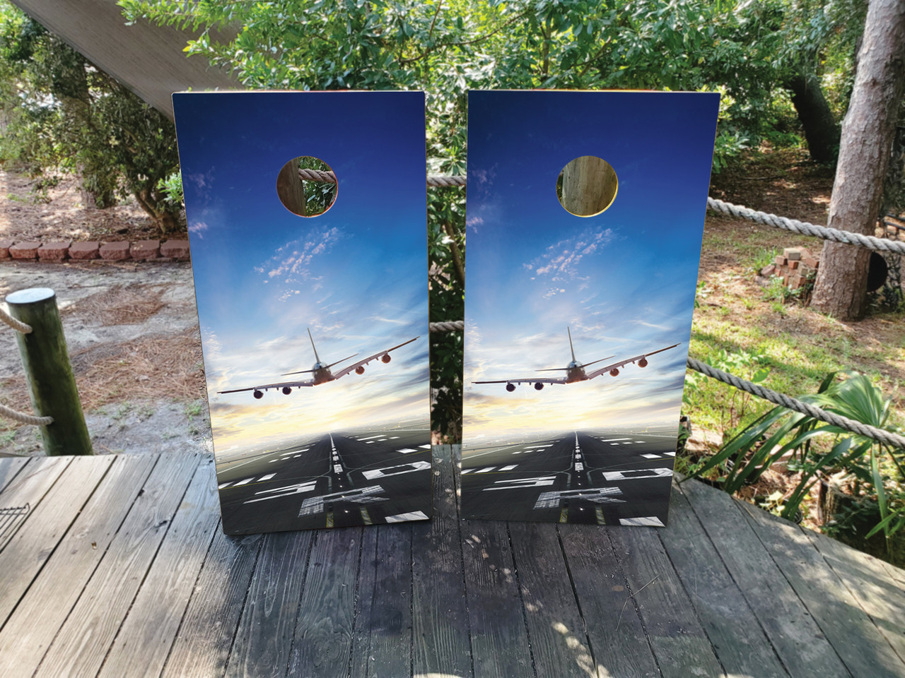 Airplane Runway Cornhole Boards
