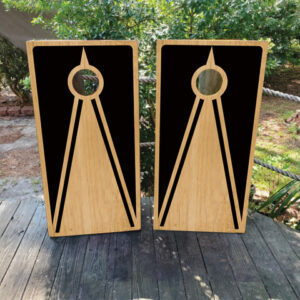 Black & Natural Wood Grain Cornhole Set