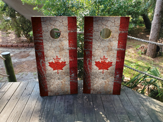 Distressed Canadian Flag Cornhole Boards