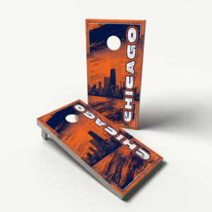 Chicago Sports Colors (Bean) Cornhole Wraps / Skins - Design 2
