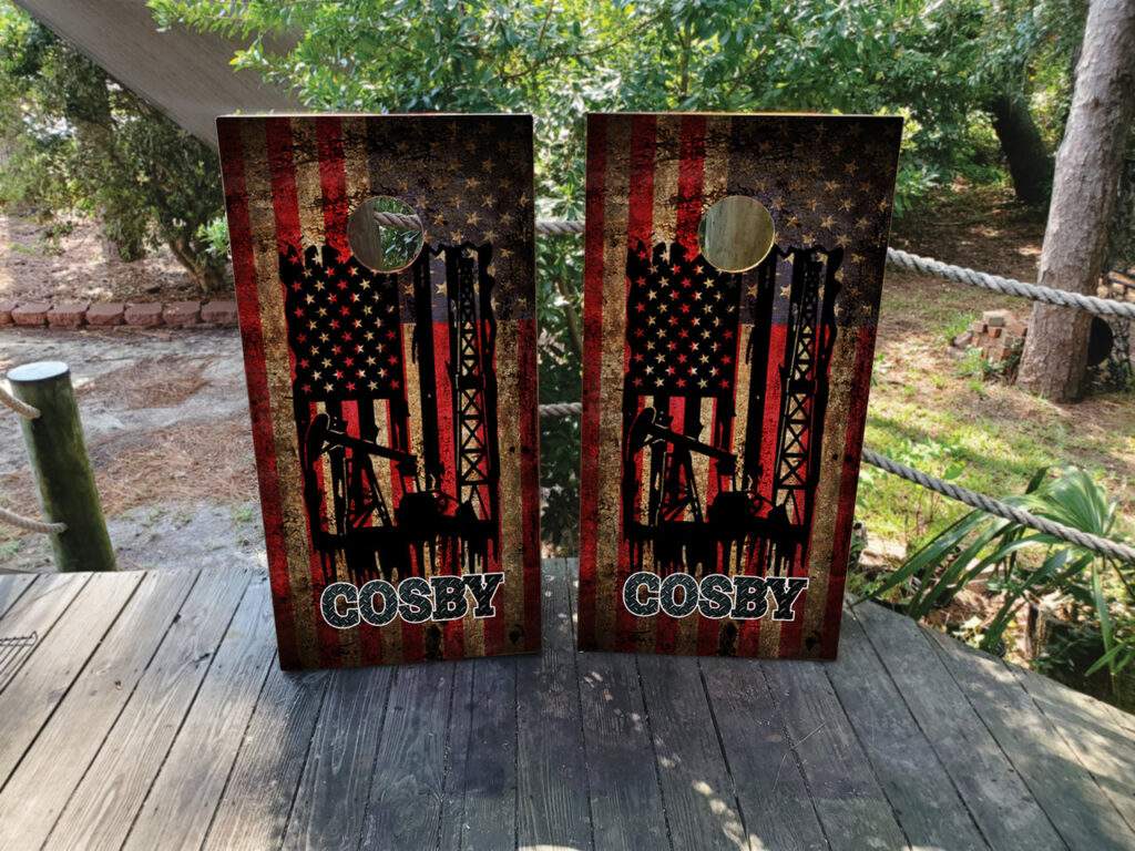 CUSTOM Oil Well / USA Flag Cornhole Boards