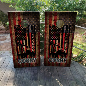 CUSTOM Oil Well / USA Flag Cornhole Boards