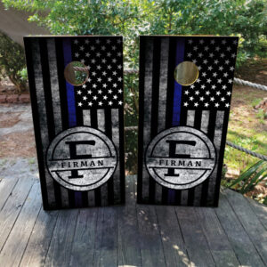 CUSTOM Distressed Thin Blue Line Police Flag Custom Cornhole Boards - Design 2