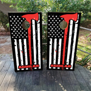 CUSTOM Firefighter Thin Red Line Cornhole Boards - Design 7
