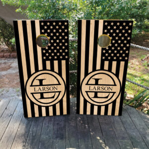 CUSTOM Wood Grain / USA / American Flag Cornhole Boards - Design 2