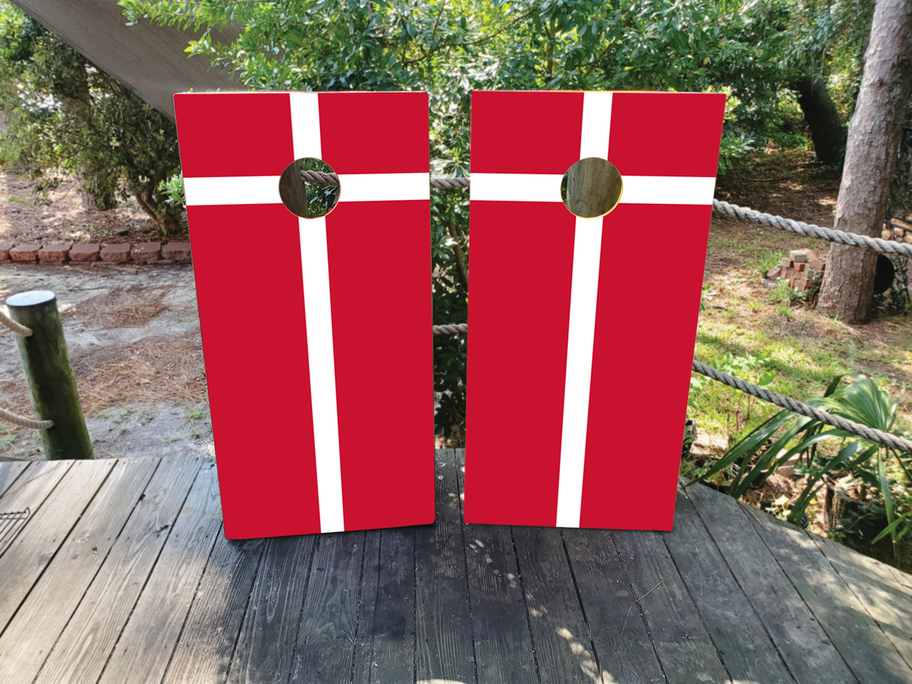 Danish Flag Cornhole Boards