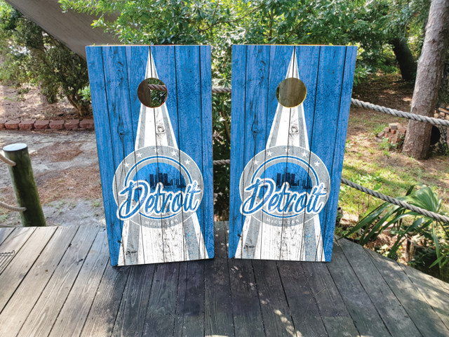 Detroit Sports Colors Cornhole Boards - Design 2
