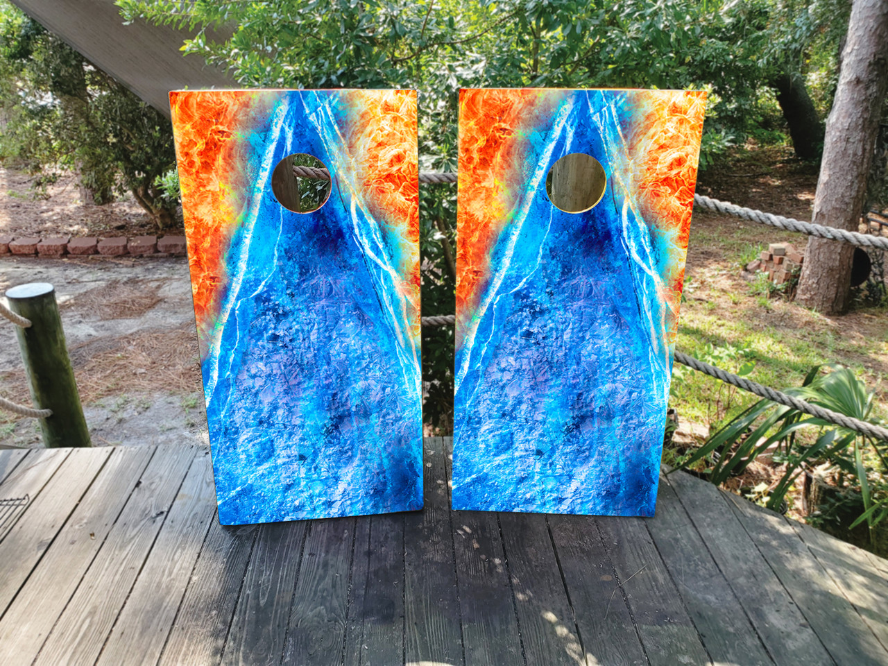 Fire and Ice Cornhole Set - Design 2