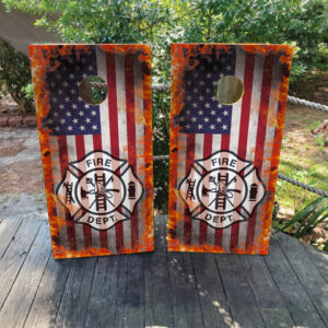 Firefighter USA Flag Cornhole Set - Design 4