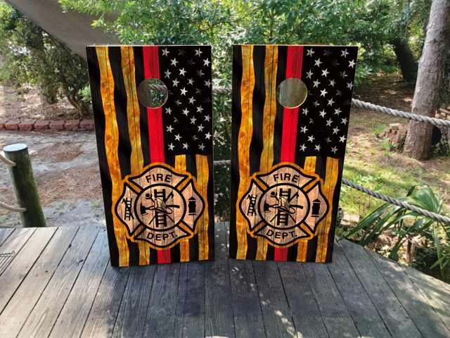 Firefighter Thin Red Line Cornhole Set - Design 2