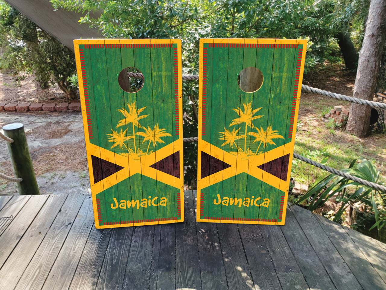 Jamaican Flag / Weed Themed Cornhole Boards