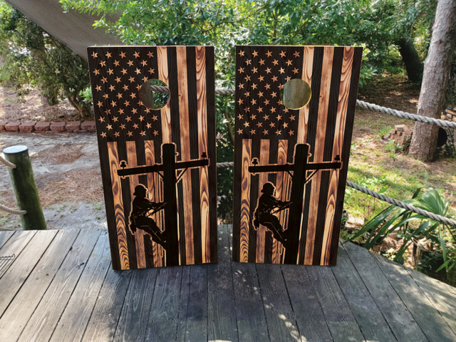 Lineman Cornhole Set - Design 1