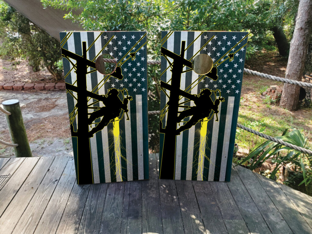 Thin Yellow Line Lineman Cornhole Set - Design 2