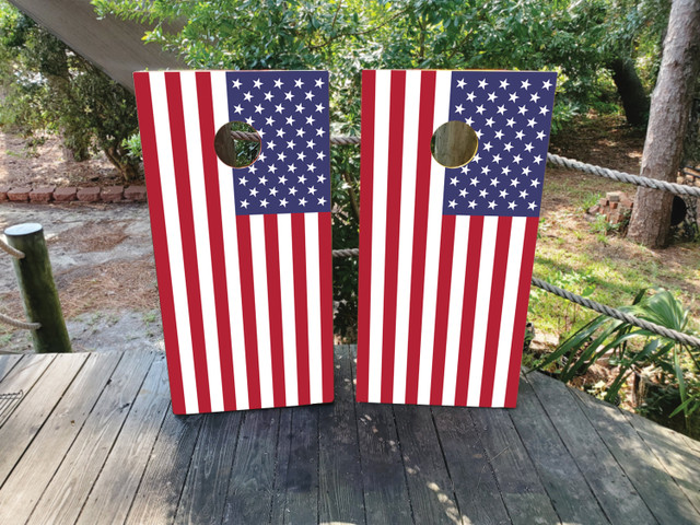 Plain USA / American Flag Cornhole Set