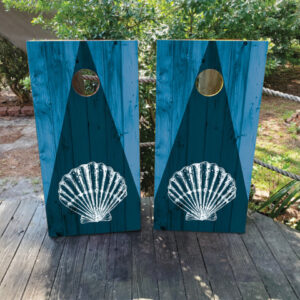 Blue Grain Nautical Sea Shell Cornhole Set