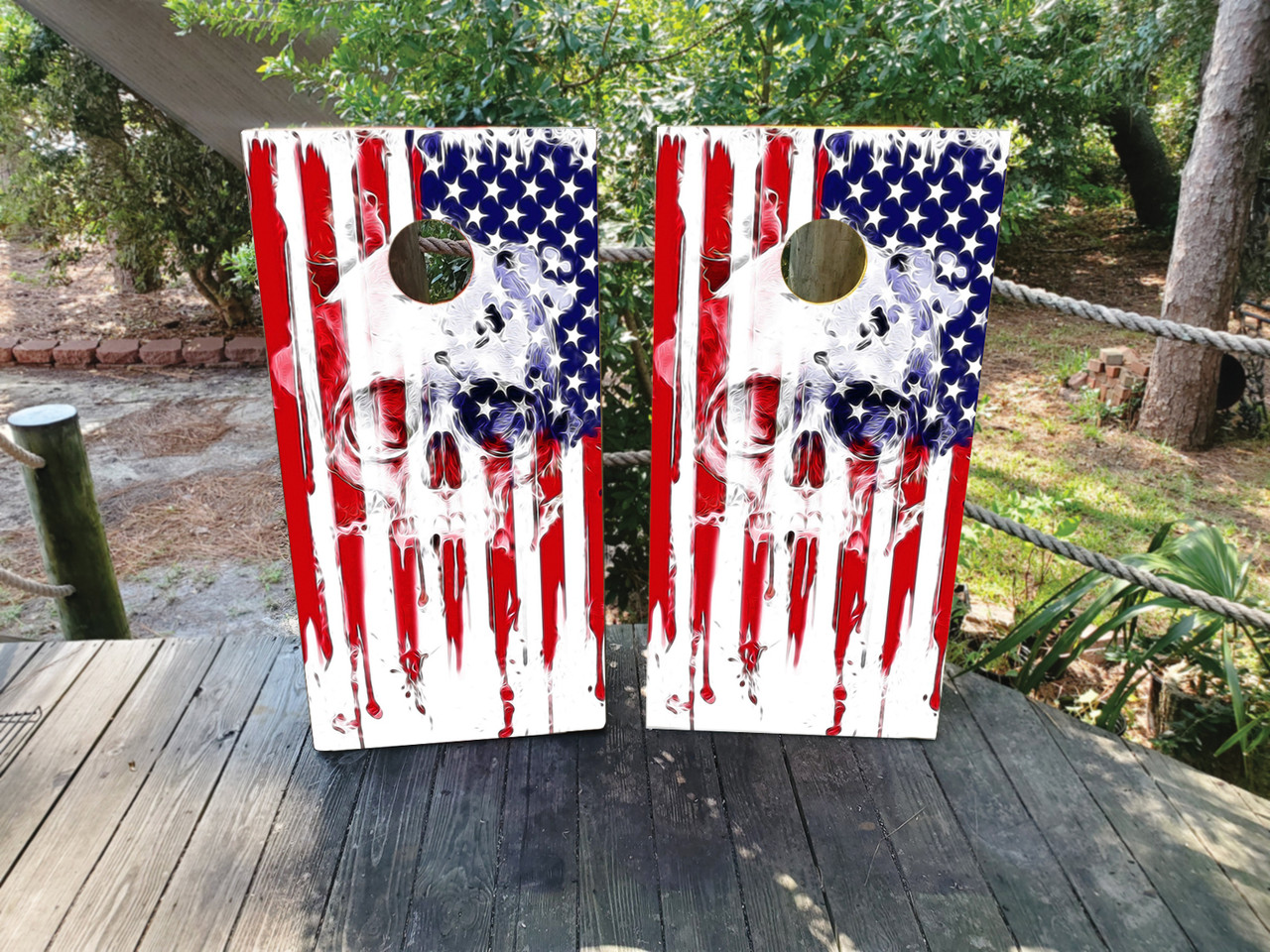 Skull USA Flag Cornhole Set - Design 2