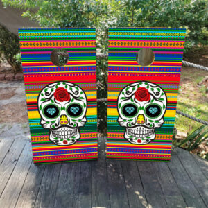 Colorful Sugar Skull Cornhole Set