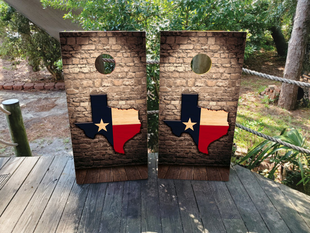 Texas Brick Wall Cornhole Boards