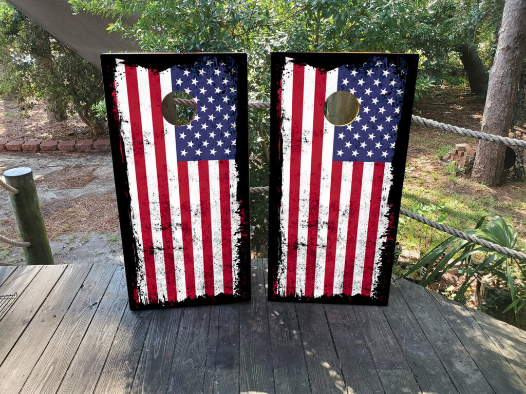 Black Texture USA / American Flag Cornhole Set