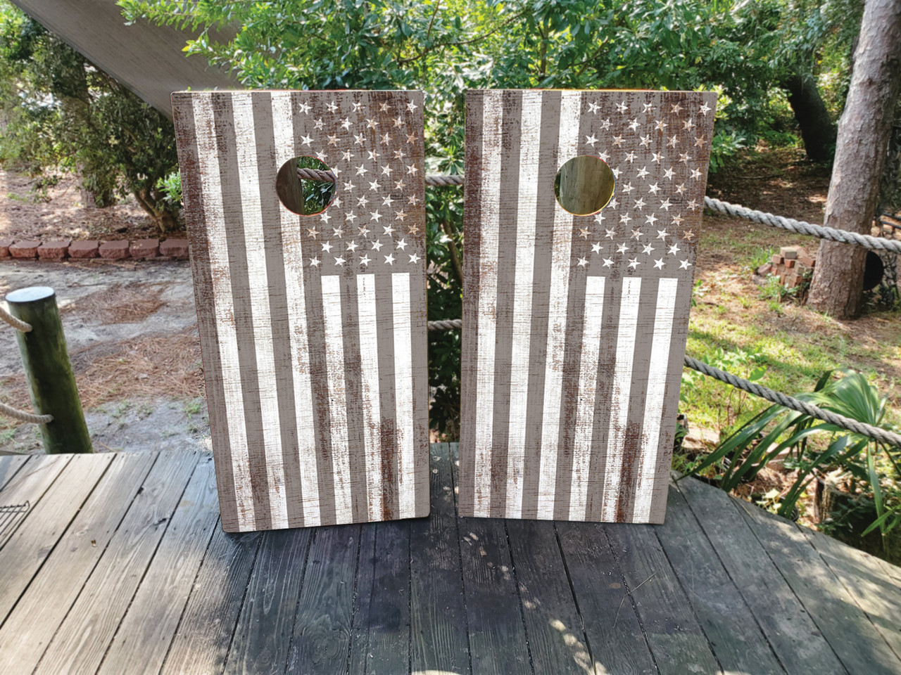 Washed USA / American Flag Cornhole Set