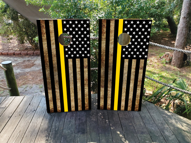 Thin Yellow Line Cornhole Set