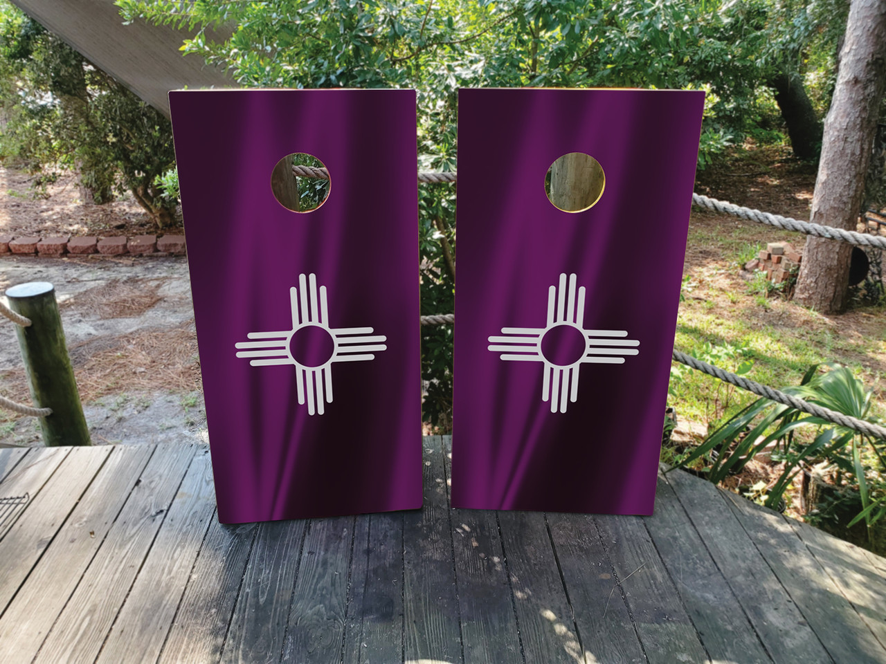 Purple Zia Flag Cornhole Boards