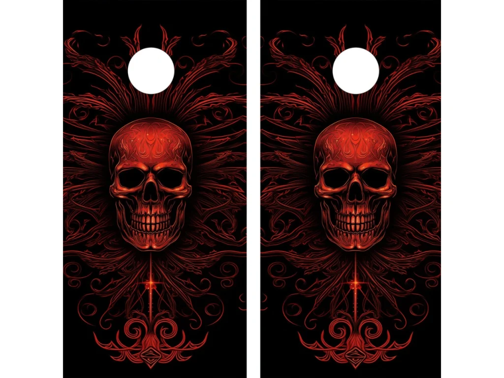red skull usa flag cornhole boards, red skull cornhole set