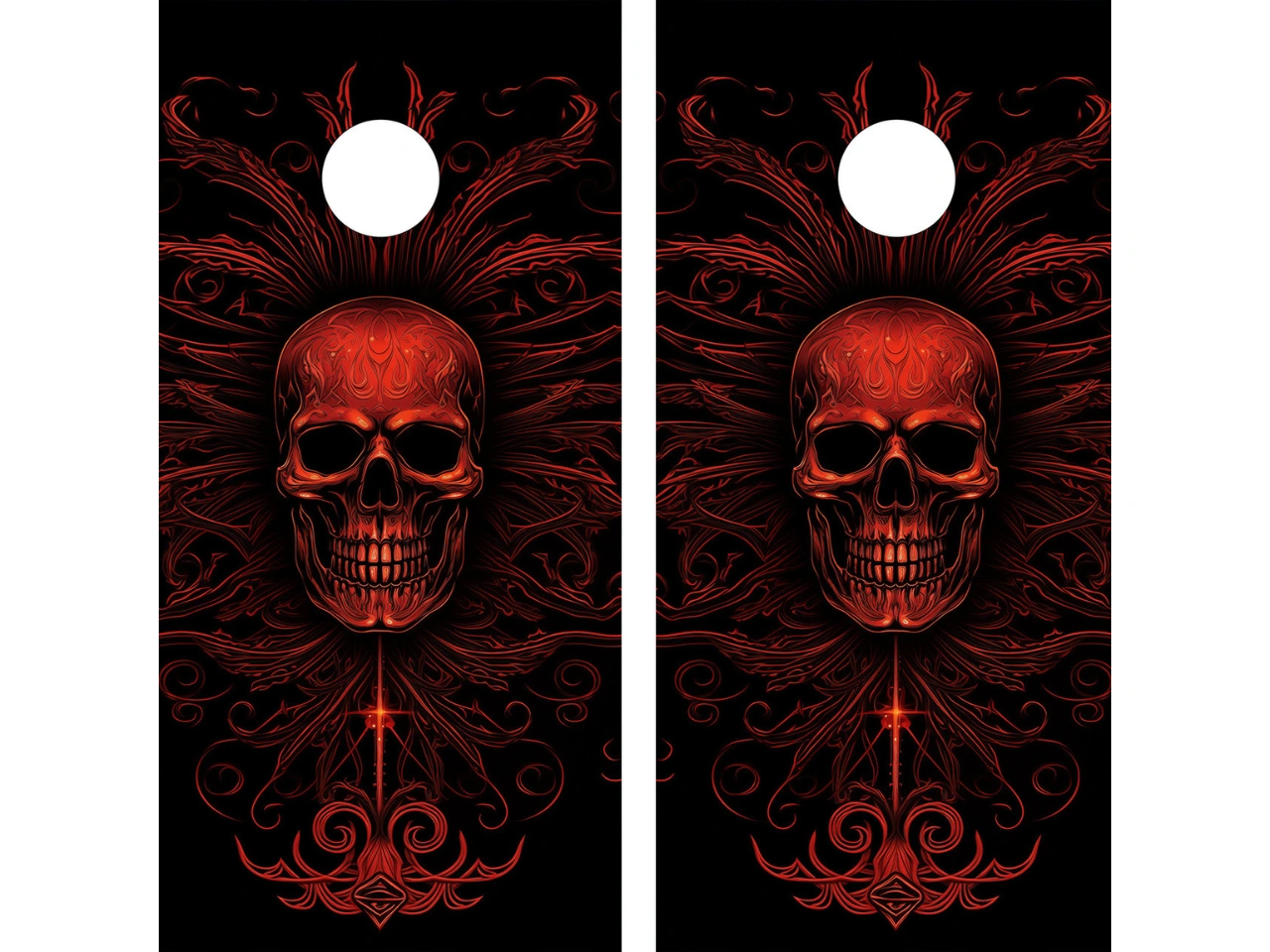 red skull usa flag cornhole boards, red skull cornhole set