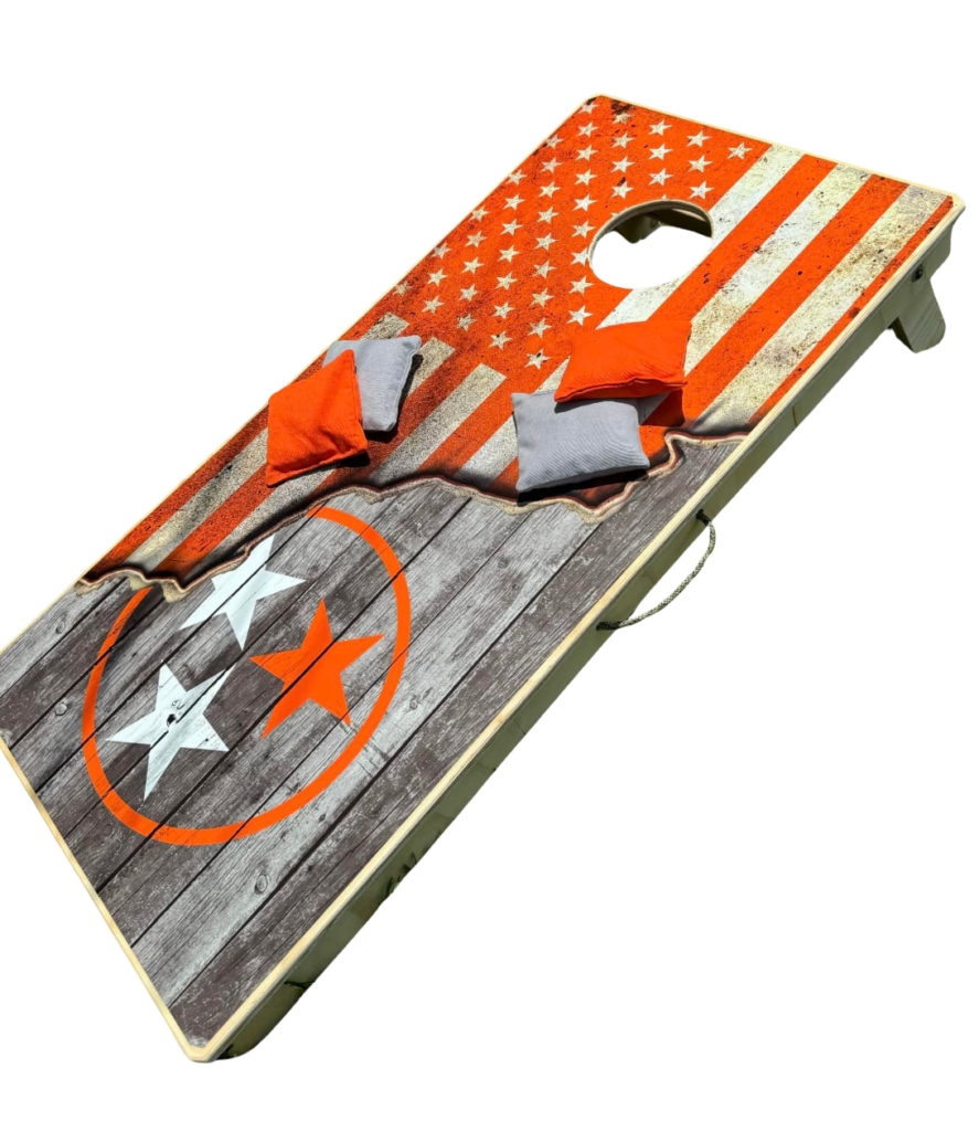 vols orange cornhole board, volunteer cornhole board, go vols cornhole set, utk cornhole, univ of tennessee