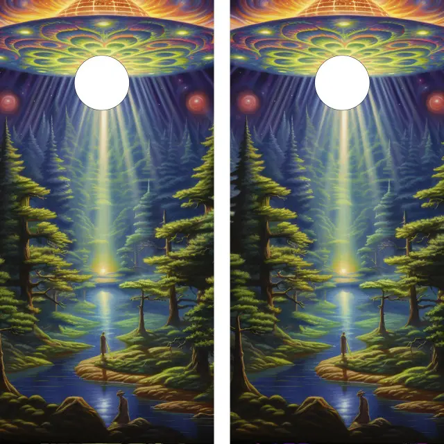 Alien Abduction Cornhole Wraps / Skins - Design 1