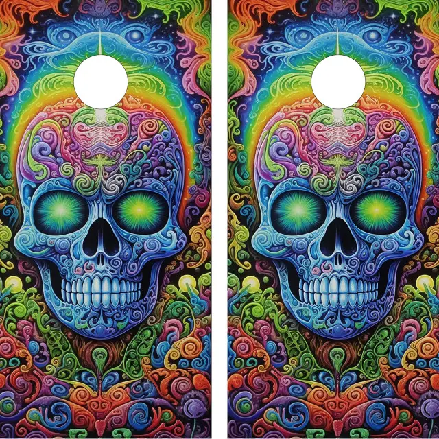 Artistic Skull Cornhole Wraps / Skins - Design 7