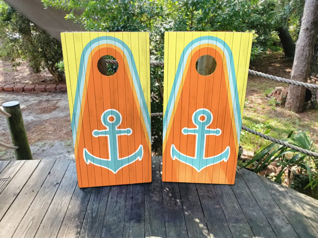 Yellow and Orange Anchor Cornhole Boards