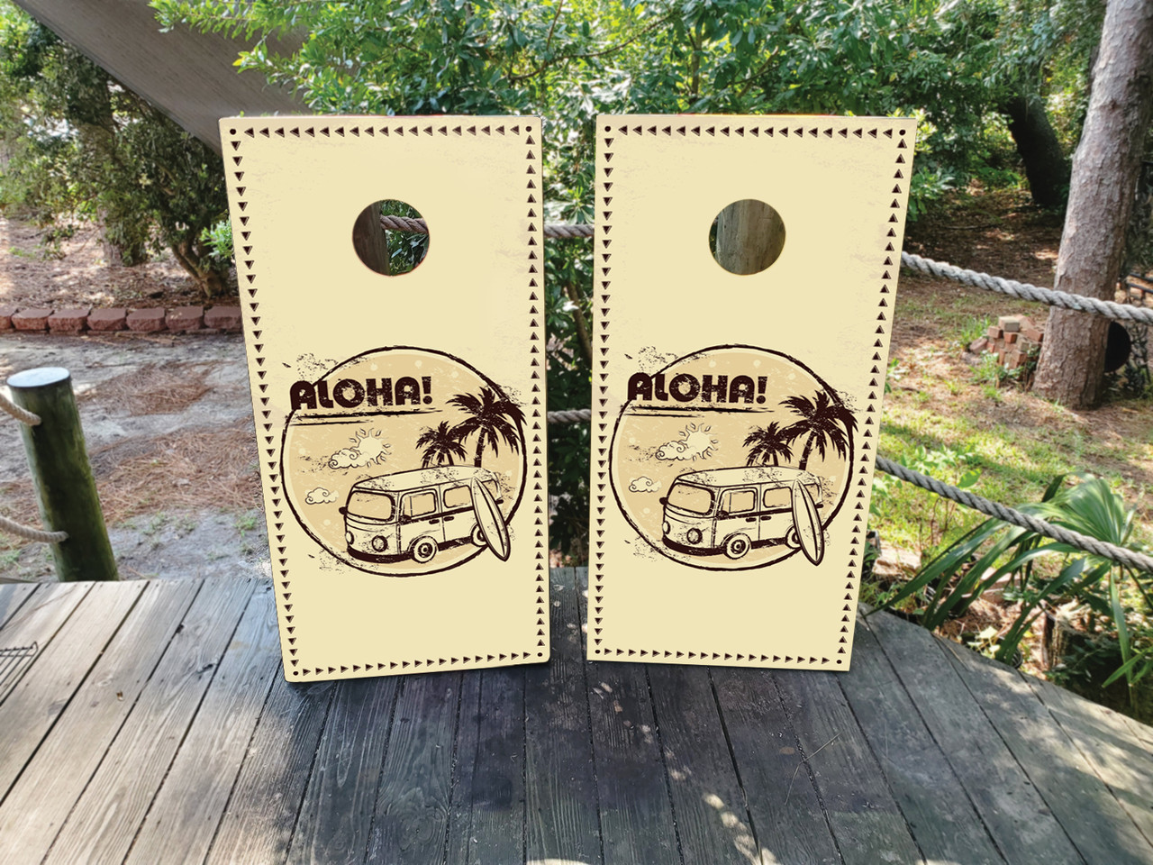 Aloha! Retro Beach Cornhole Wraps
