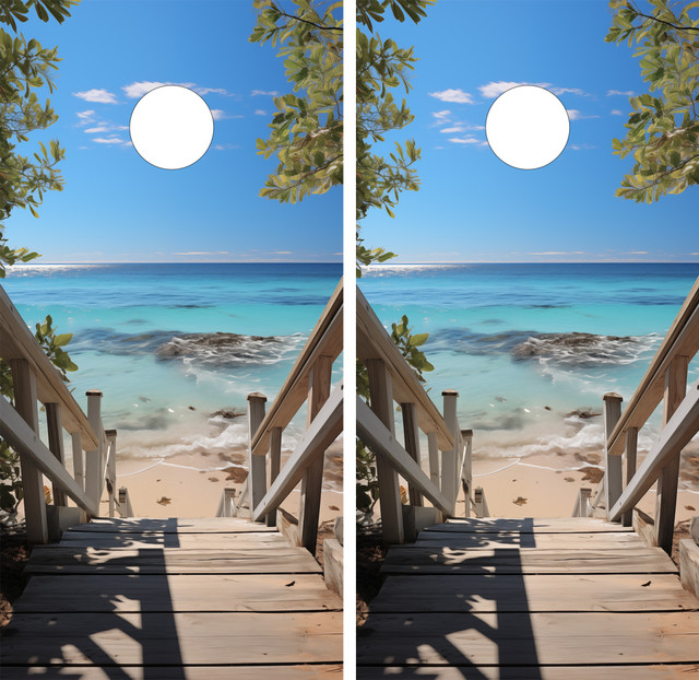 Bright Beach Deck Cornhole Boards - Design 2